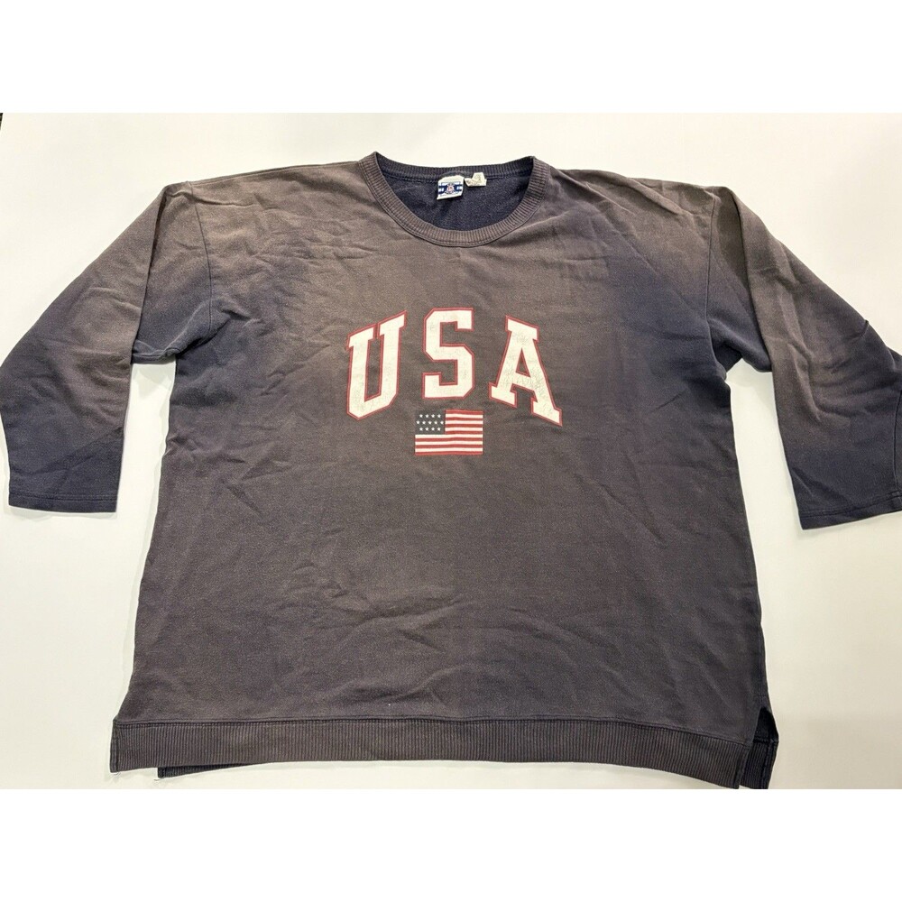 VTG Pro Spirit Two Tone Gray USA Print Long Sleeve Sweat Shirt Adult L/XL